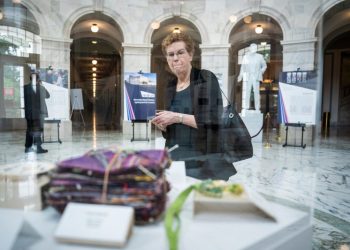 Tree of Life exhibit sparks talk of guns and hate in Senate rotunda