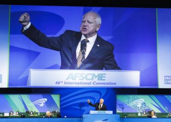 Walz defends his military record in first solo campaign speech in labor event