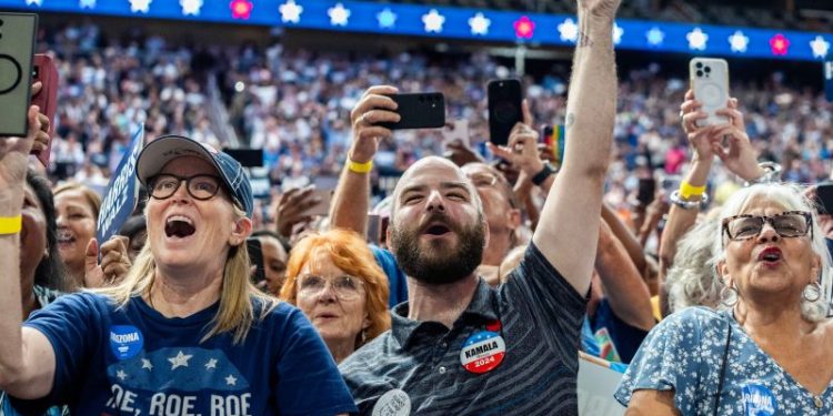 Harris rallies crowds on abortion message, while Trump treads lightly