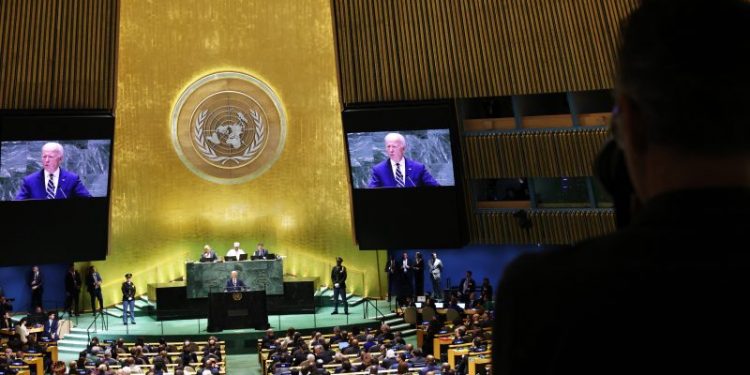 Biden touts his global record at U.N. as Mideast violence erupts
