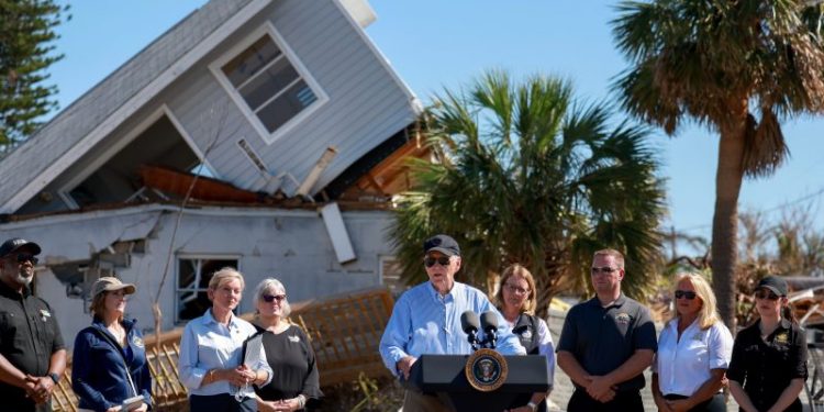 Harris and Biden, in storm-hit areas, seek to balance empathy and politics