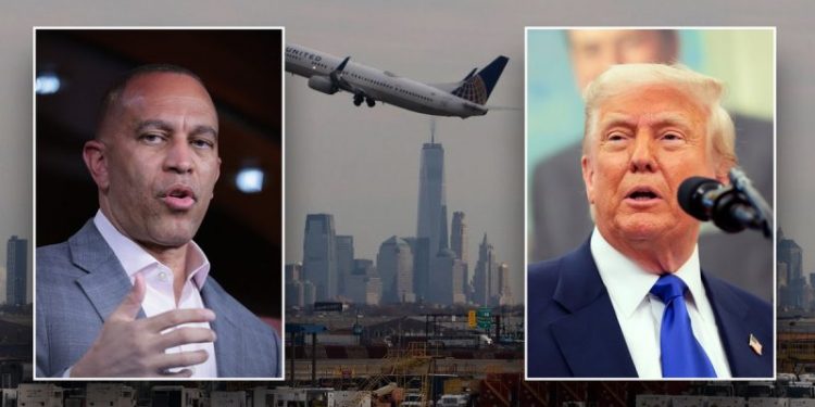 Hakeem Jeffries blames Trump for Newark Airport chaos, accuses White House of ‘breaking the FAA’