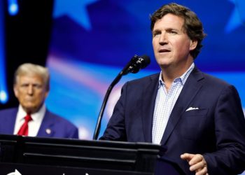 Tucker Carlson says father Trump will give ‘spanking’ at rowdy Georgia rally